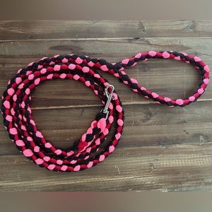 Custom Hand Braided Leash pink, black, red